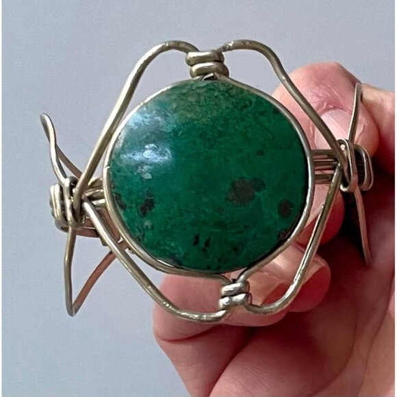 Vintage 1970s  Bracelet, Chrysocolla Cuff Bracelet - Picture 10 of 10